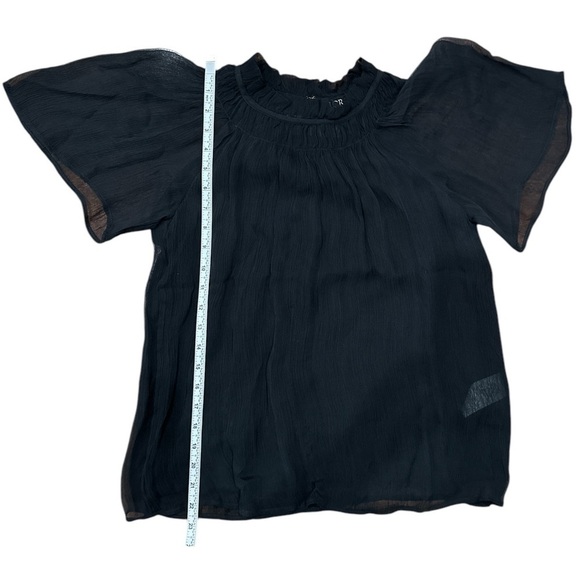 NEW J. CREW Crinkle chiffon smocked top in black semi-sheer Size XXS - Picture 7 of 7